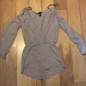 Tan low cut v neck romper